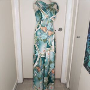 70s Hawaiian halter palazzo jumpsuit